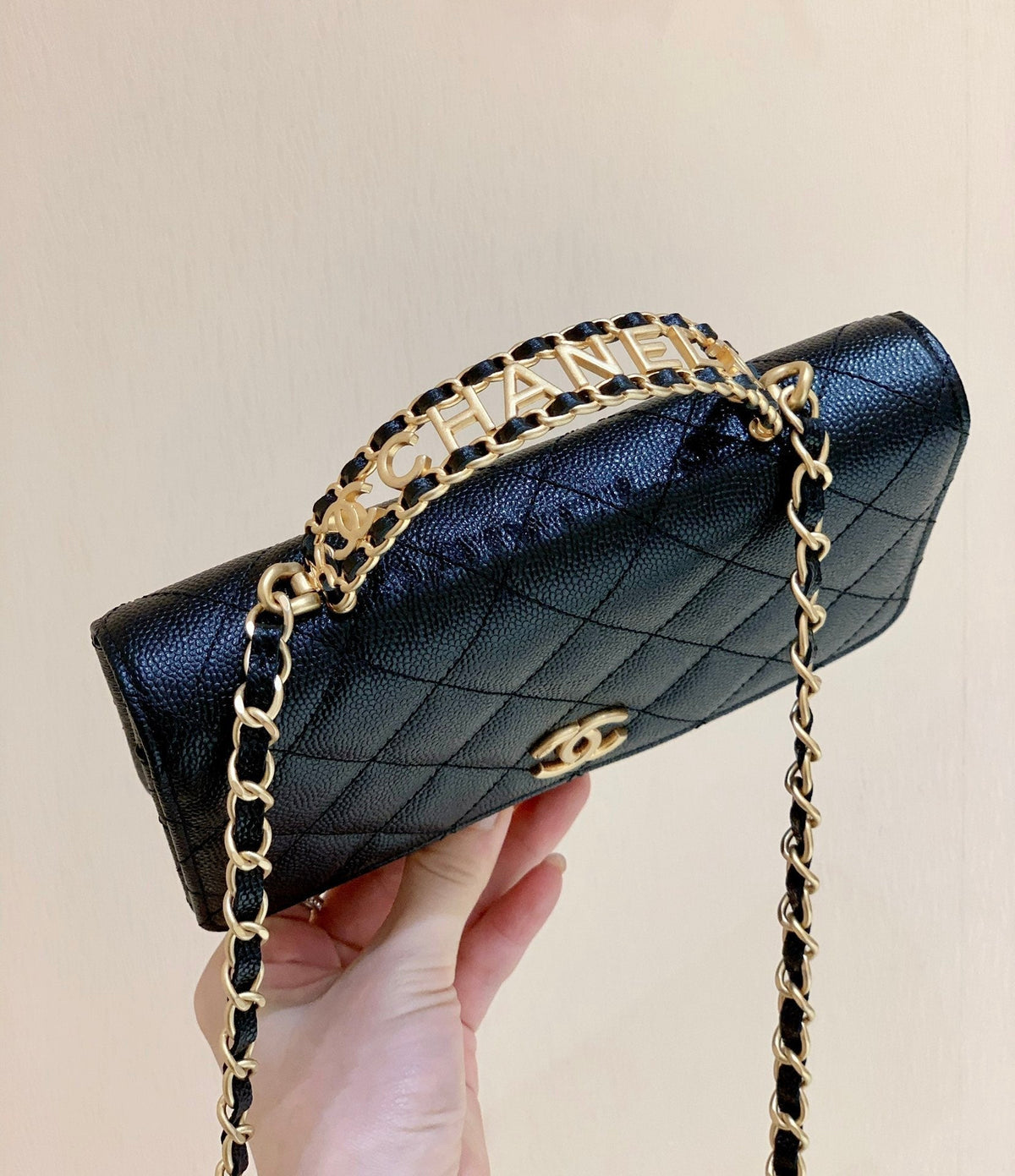 CHANEL 25S BLACK BAG IN 19 CAVIAR LEATHER