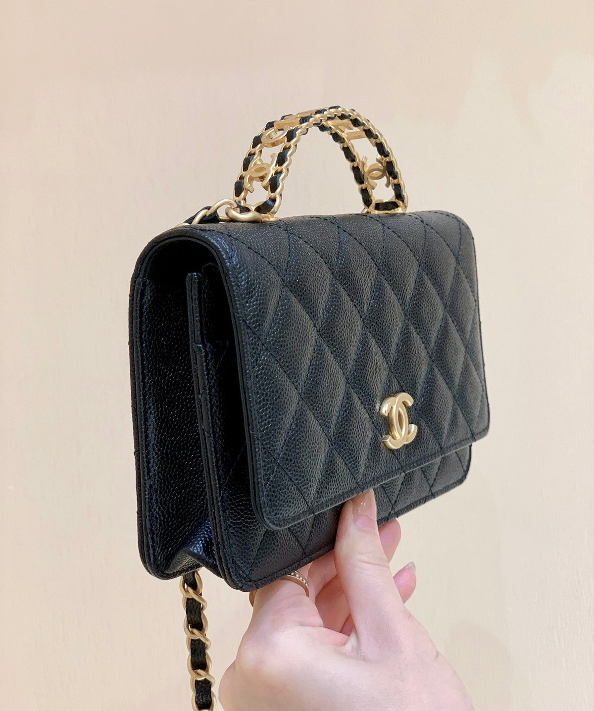CHANEL 25S BLACK BAG IN 19 CAVIAR LEATHER