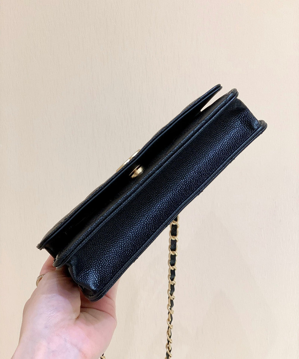 CHANEL 25S BLACK BAG IN 19 CAVIAR LEATHER