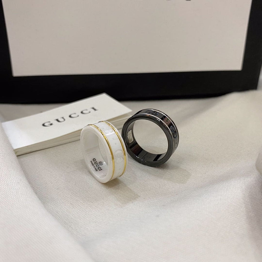 18K Double Gucci Icon Black Corundum Ring