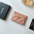 CHANEL CARD HOLDER 11.2 PALE PINK CALFSKIN GOLD ICON