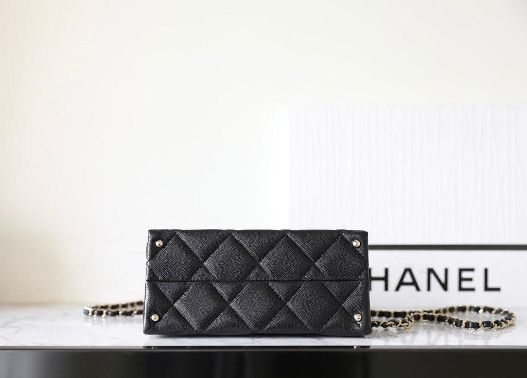 CHANEL 25S FLAP BAG 21 CM IN BLACK LAMBSKIN WITH GOLD HARDWARE