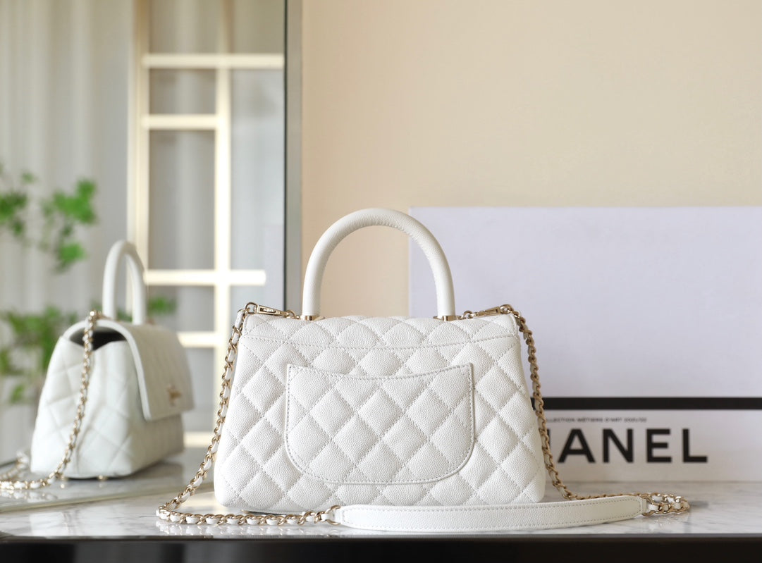 CHANEL 25S FLAP BAG 24 CM IN WHITE LAMBSKIN WITH GOLD HARDWARE