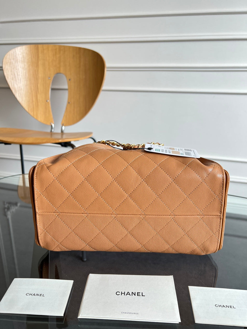 CHANEL 25S HOBO BAG 40 IN CARAMEL BROWN CAVIAR WITH GOLD HARDWARE