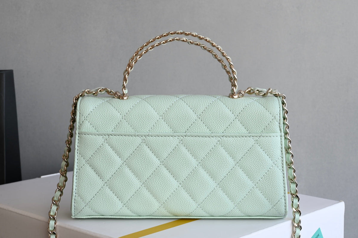 CHANEL 25S KELLY 18 CM IN MINT GREEN LAMBSKIN