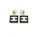 18K  Chanel Square Pearl Pendant Earrings