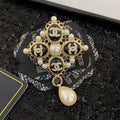 18K  Chanel Pearl Pendant Gold Brooch
