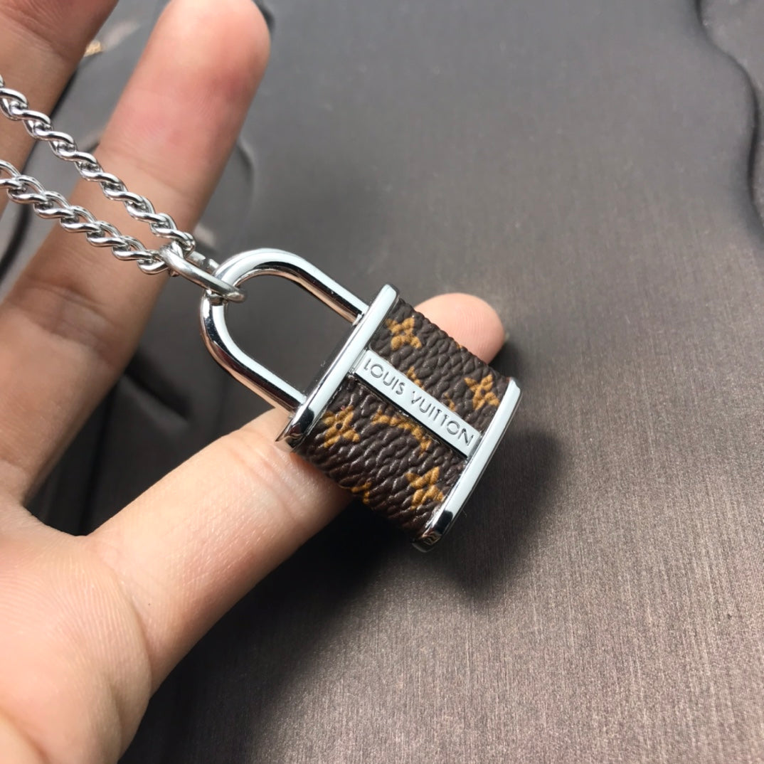 18K Louis Vuitton Monogram Lock Pendant Necklace