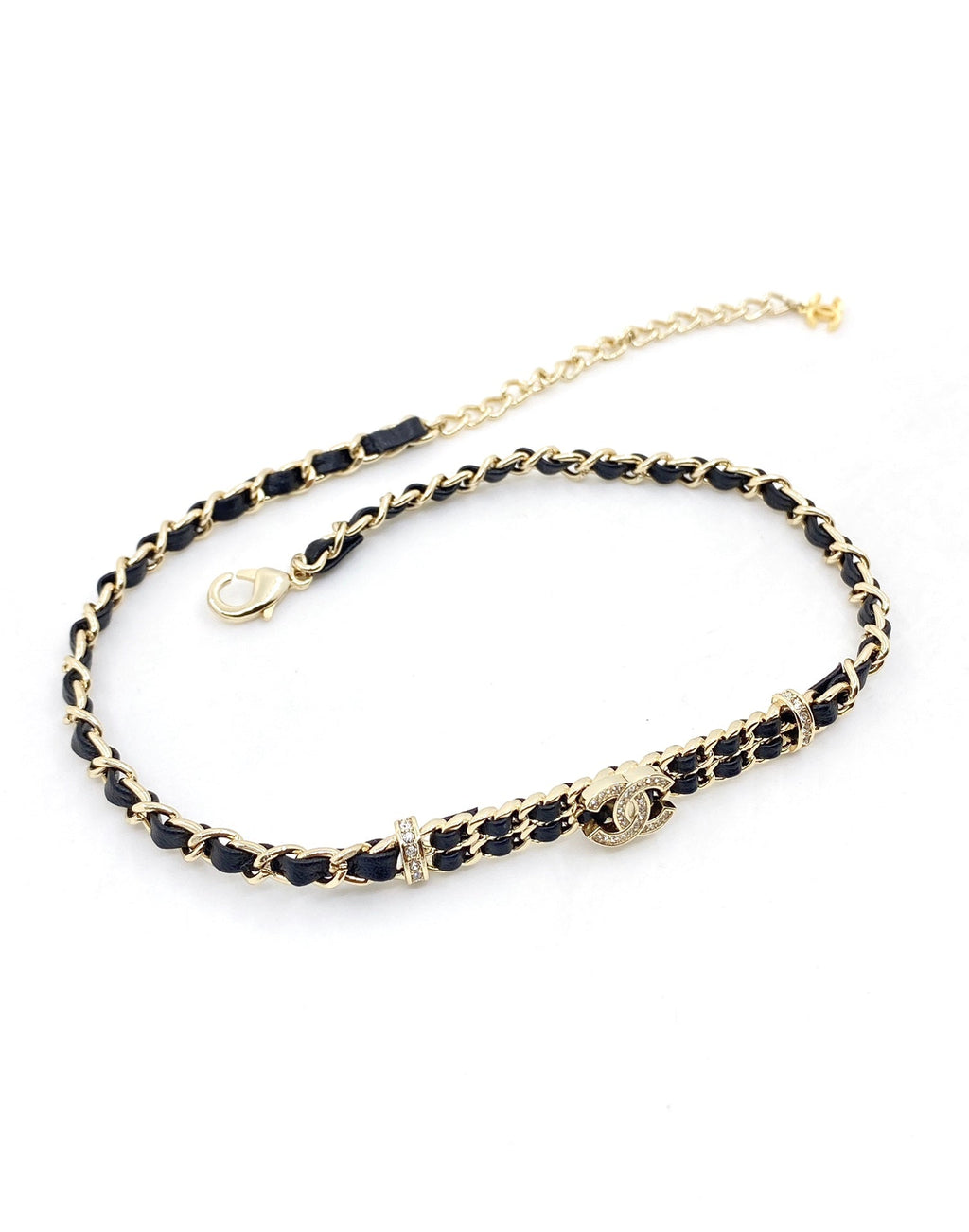 18K  Chanel Leather Choker Necklace
