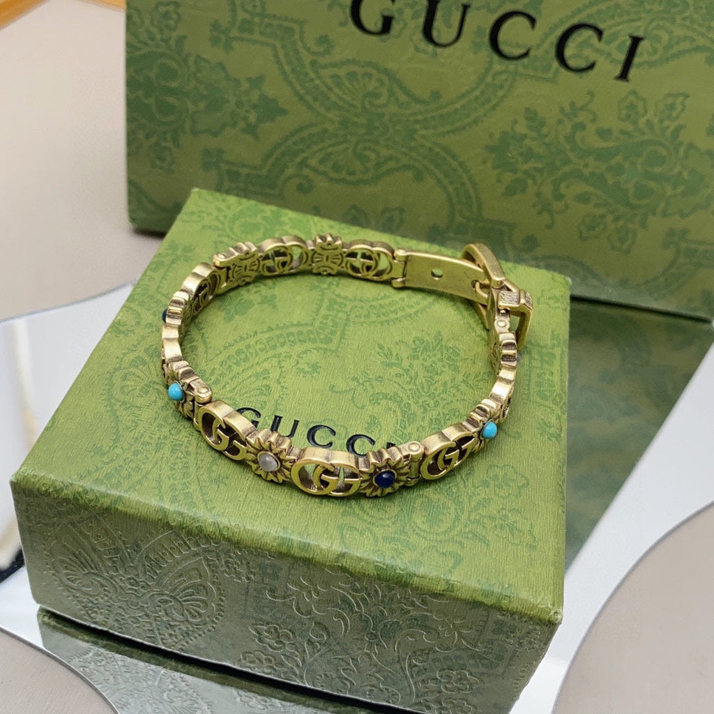 18K Double Gucci Flowers Bracelet