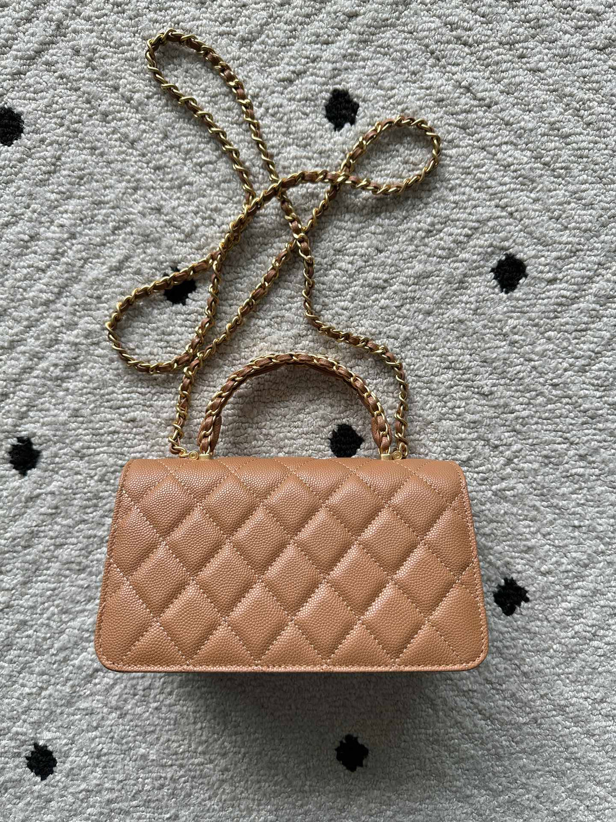 CHANEL 25S CLASSIC WALLET ON CHAIN 19 IN BROWN LAMBSKIN WITH GOLD HARDWARE