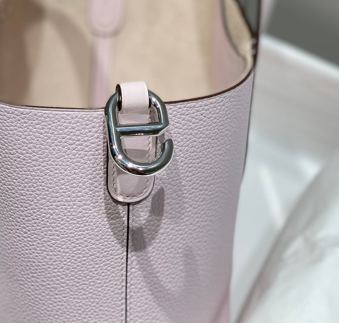 HERMES 25S IN THE LOOP 18 IN LIGHT PINK CALFSKIN SILVER HARDWARE