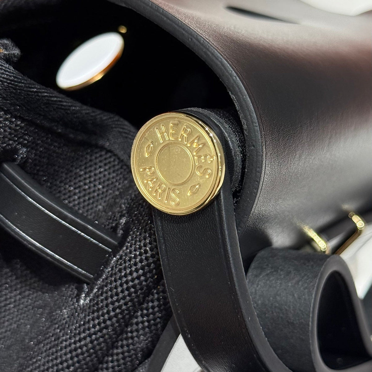 HERMES 25S MINI HERBAG 20 IN FULL BLACK CANVAS GOLD HARDWARE