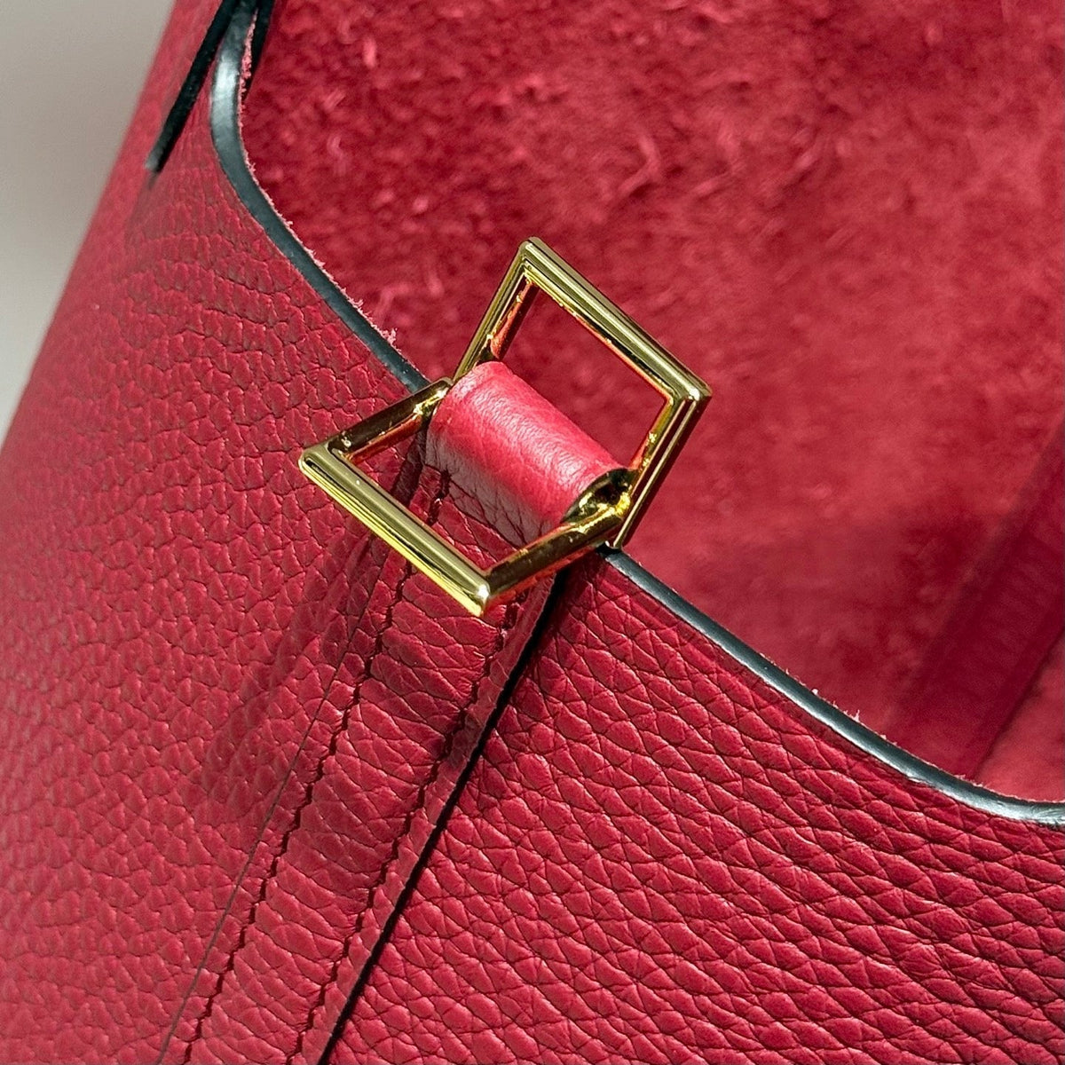 HERMES 25S PICOTIN LOCK 18 IN ROSSO ANCORA RED CALFSKIN GOLD HARDWARE