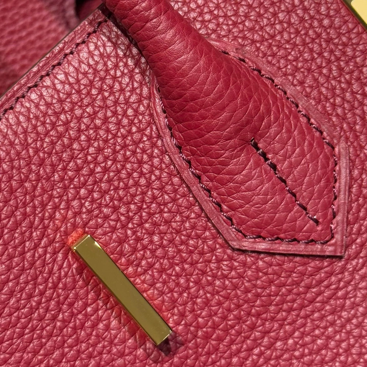 HERMES 25S SHOULDER BIRKIN 29 IN BURNT RED CALFSKIN GOLD HARDWARE