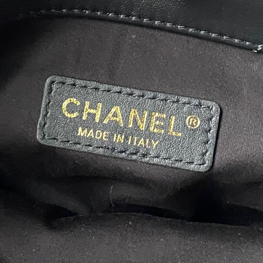 CHANEL 25S TOTE BAG 28 IN BLACK CALFSKIN WITH GOLD HARDWARE