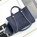 CHANEL 25S TOTE BAG 32 CM IN NAVY BLUE CANVAS