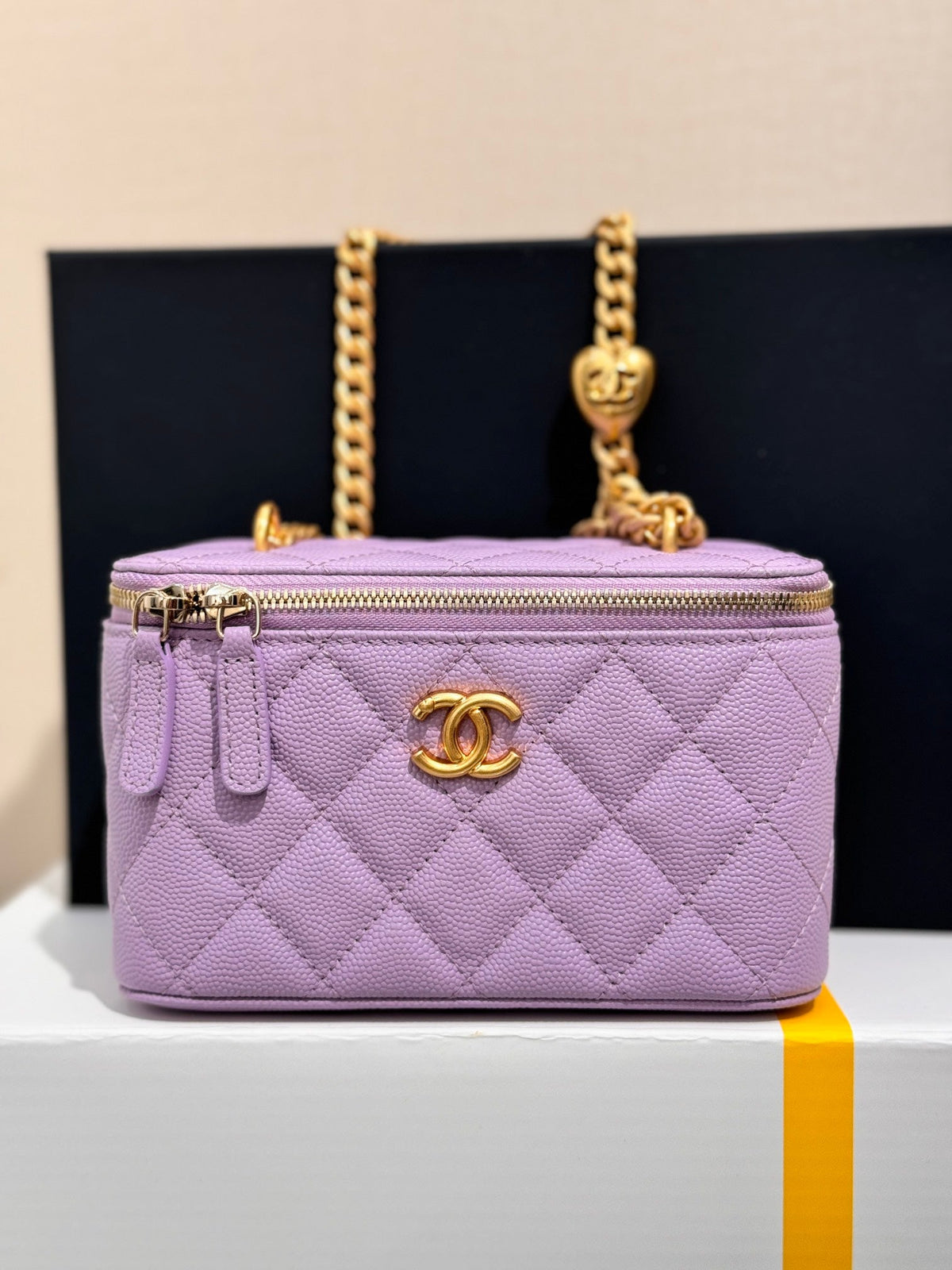 CHANEL 25S MINI VANITY BAG 16 CM IN PURPLE LAMBSKIN WITH GOLD HARDWARE