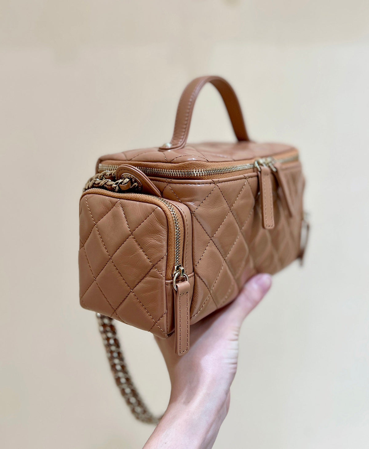 CHANEL 25S VANITY CASE 23 IN BROWN LAMBSKIN