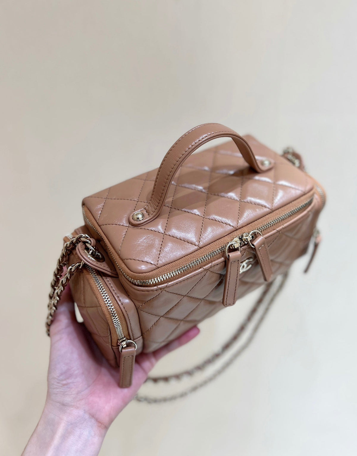 CHANEL 25S VANITY CASE 23 IN BROWN LAMBSKIN
