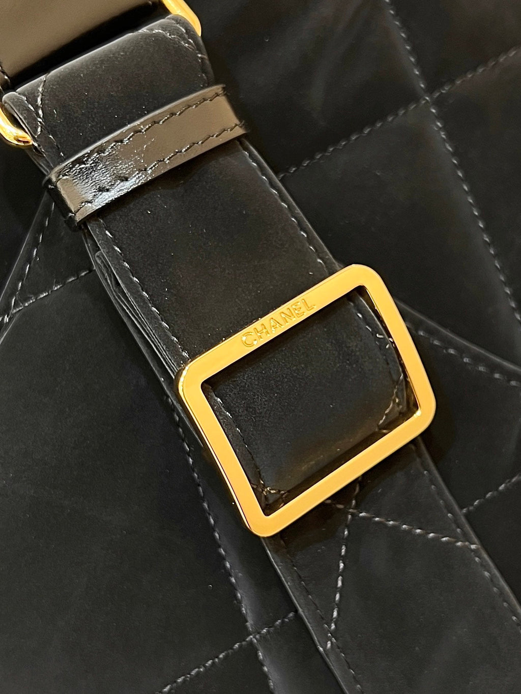 CHANEL HOBO 44 IN COCONEIGE BLACK NYLON VELVET GOLD HARDWARE